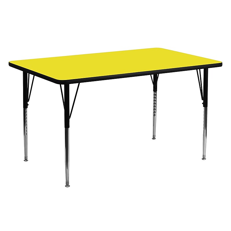 Flash Furniture Wren Rectangular Activity Table, 24'' x 60", Height Adjustable, Yellow (XUA2460RECYELHA) image 1