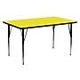Flash Furniture Wren Rectangular Activity Table, 24'' x 60", Height Adjustable, Yellow (XUA2460RECYELHA)~#|#~sp81133107_sc7
