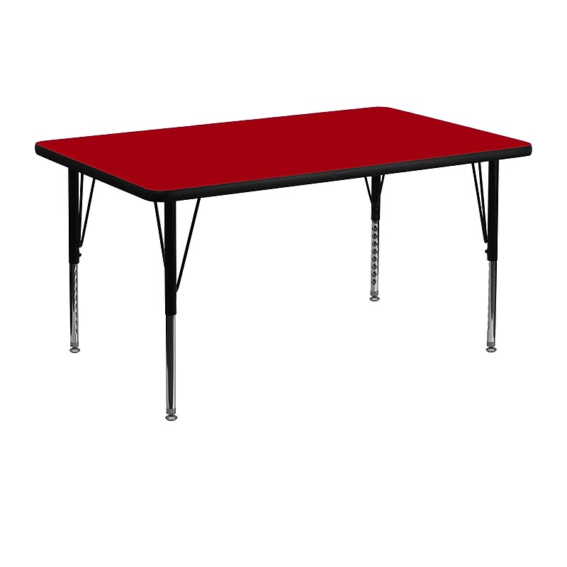 Flash Furniture Wren Rectangular Activity Table, 30'' x 48'', Height Adjustable, Red (XUA3048RECREDTP) image 1