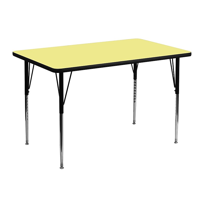 Flash Furniture Wren Rectangular Activity Table, 30'' x 48'', Height Adjustable, Yellow (XUA3048RECYELTA) image 1