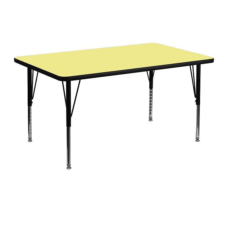 Flash Furniture Wren Rectangular Activity Table, 30'' x 48'', Height Adjustable, Yellow (XUA3048RECYELTP) image 1