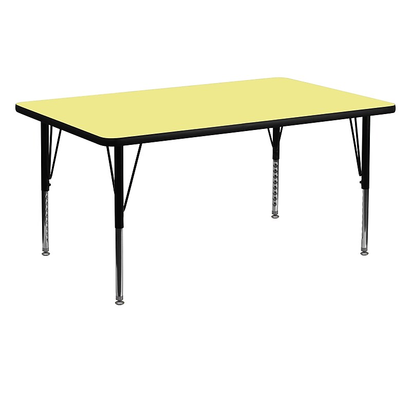 Flash Furniture Wren Rectangular Activity Table, 30" x 60", Height Adjustable, Yellow (XUA3060RECYELTP) image 1