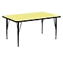 Flash Furniture Wren Rectangular Activity Table, 30" x 60", Height Adjustable, Yellow (XUA3060RECYELTP)~#|#~sp81133119_sc7