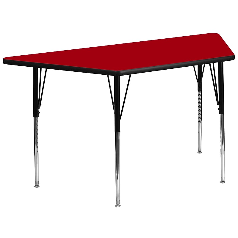Flash Furniture Wren Trapezoid Activity Table, 29" x 57", Height Adjustable, Red (XUA3060TRPREDTA) image 1