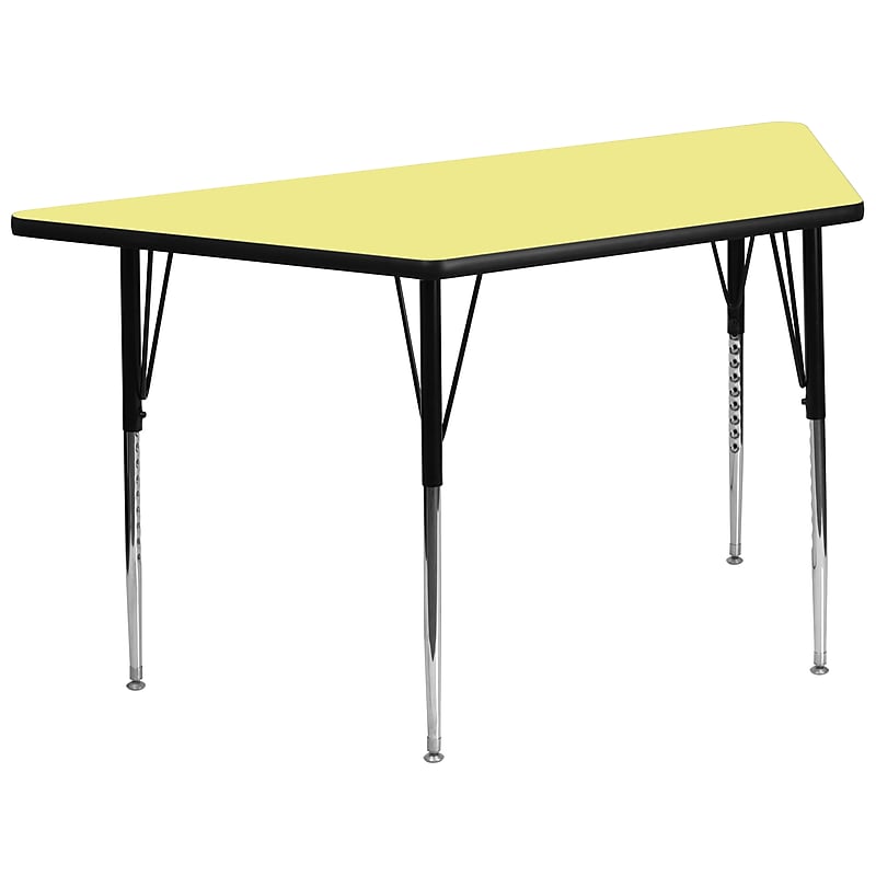 Flash Furniture Wren Trapezoid Activity Table, 29" x 57", Height Adjustable, Yellow (XUA3060TRPYELTA) image 1