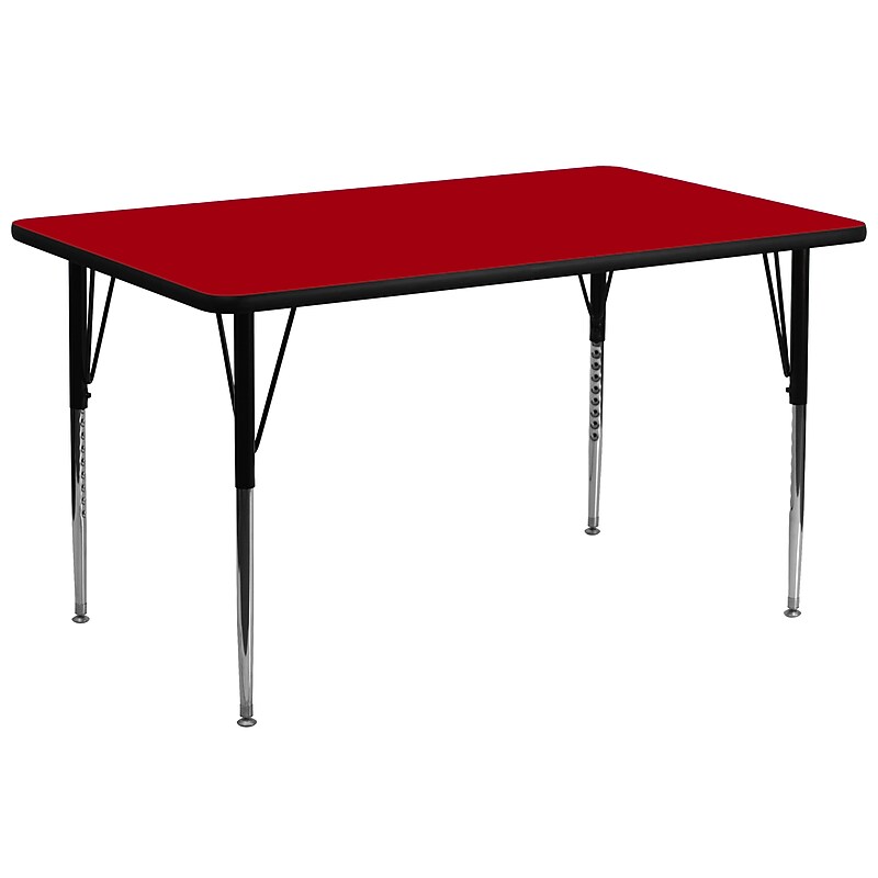 Flash Furniture Wren Rectangular Activity Table, 30" x 72", Height Adjustable, Red (XUA3072RECREDTA) image 1
