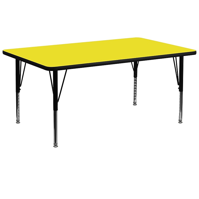 Flash Furniture Wren Rectangular Activity Table, 30" x 72", Height Adjustable, Yellow (XUA3072RECYELHP) image 1