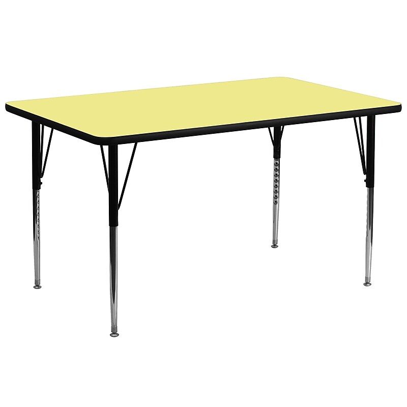 Flash Furniture Wren Rectangular Activity Table, 30" x 72", Height Adjustable, Yellow (XUA3072RECYELTA) image 1