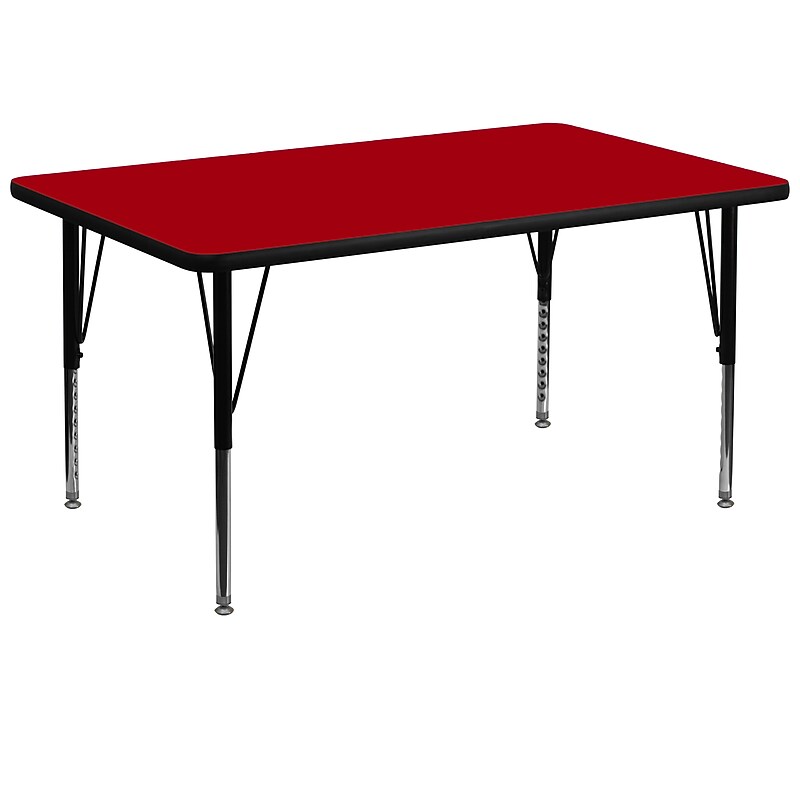 Flash Furniture Wren Rectangular Activity Table, 36" x 72", Height Adjustable, Red (XUA3672RECREDTP) image 1