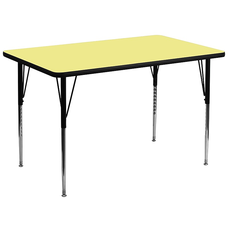 Flash Furniture Wren Rectangular Activity Table, 36" x 72", Height Adjustable, Yellow (XUA3672RECYELTA) image 1