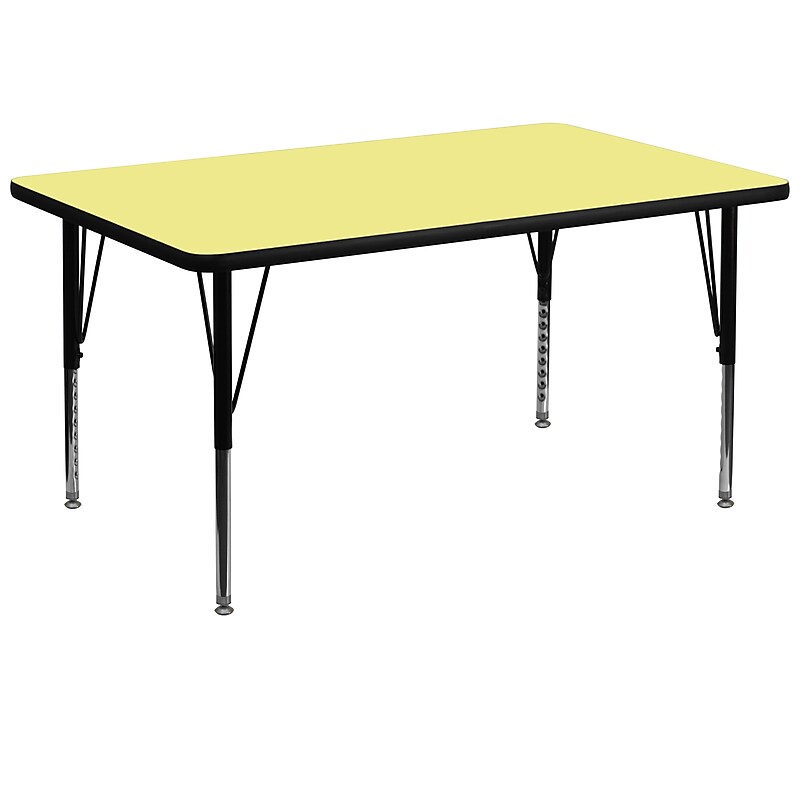 Flash Furniture Wren Rectangular Activity Table, 36" x 72", Height Adjustable, Yellow (XUA3672RECYELTP) image 1