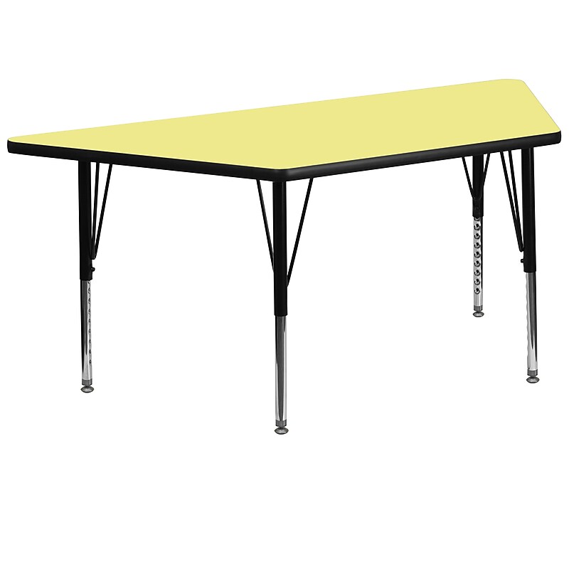 Flash Furniture Wren Trapezoid Activity Table, 29" x 57", Height Adjustable, Yellow (XUA3060TRPYELTP) image 1