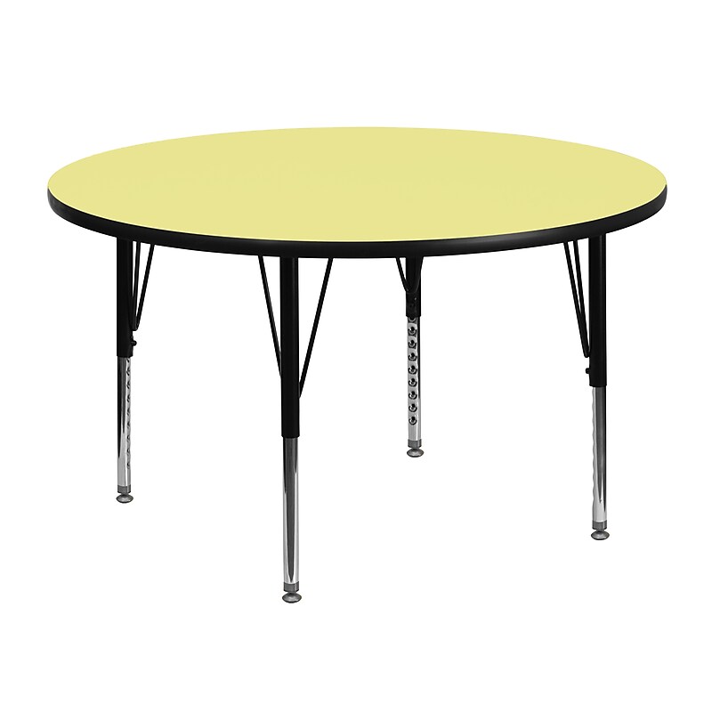 Flash Furniture Wren 48'' Round Activity Table, Height Adjustable, Yellow (XUA48RNDYELTP) image 1