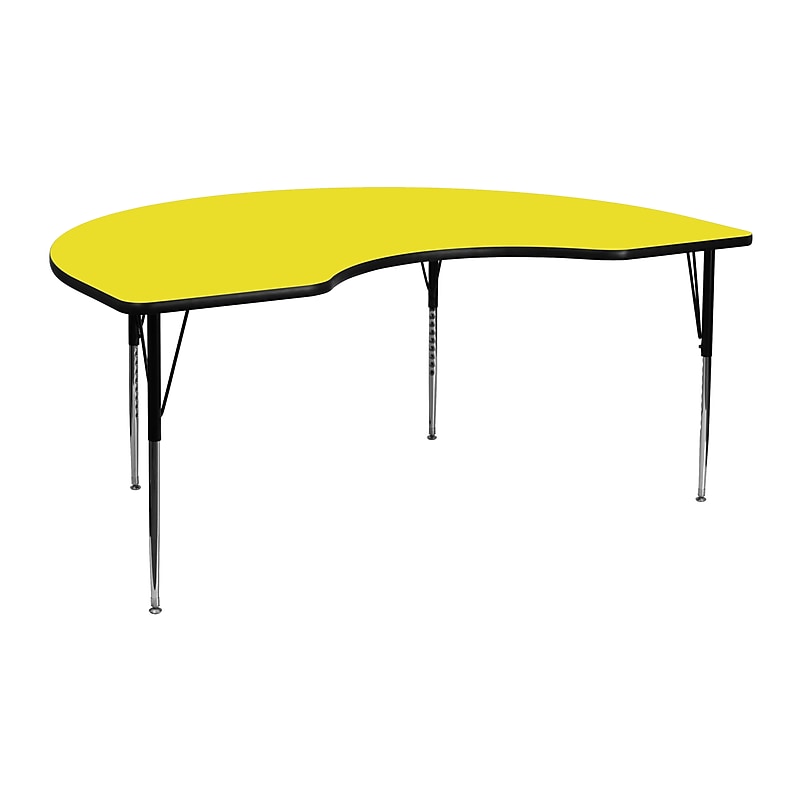 Flash Furniture Wren Kidney Activity Table, 48" x 72", Height Adjustable, Yellow (XUA4872KIDYELHA) image 1