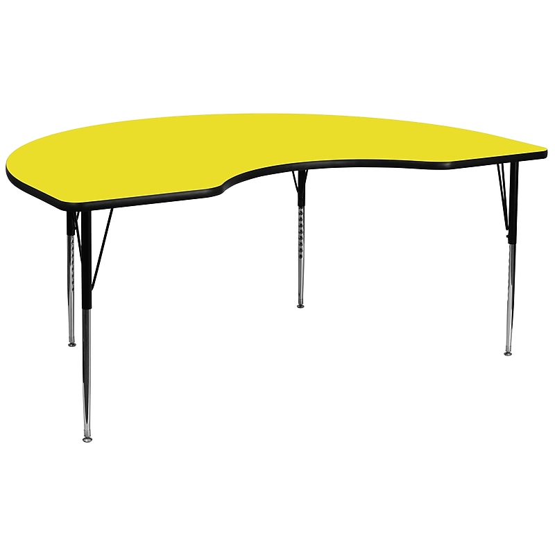 Flash Furniture Wren Kidney Activity Table, 48" x 96", Height Adjustable, Yellow (XUA4896KIDYELHA) image 1