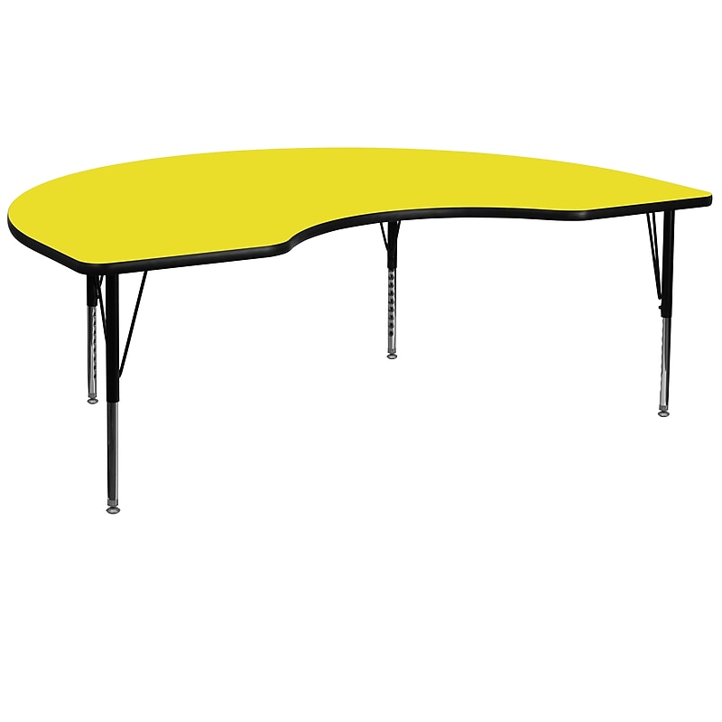 Flash Furniture Wren Kidney Activity Table, 48" x 96", Height Adjustable, Yellow (XUA4896KIDYELHP) image 1