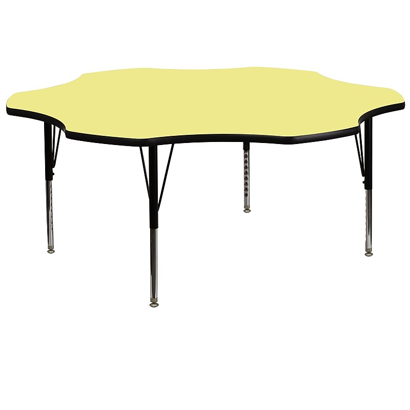Flash Furniture Wren 60'' Flower Activity Table, Height Adjustable, Yellow (XUA60FLRYELTP) image 1