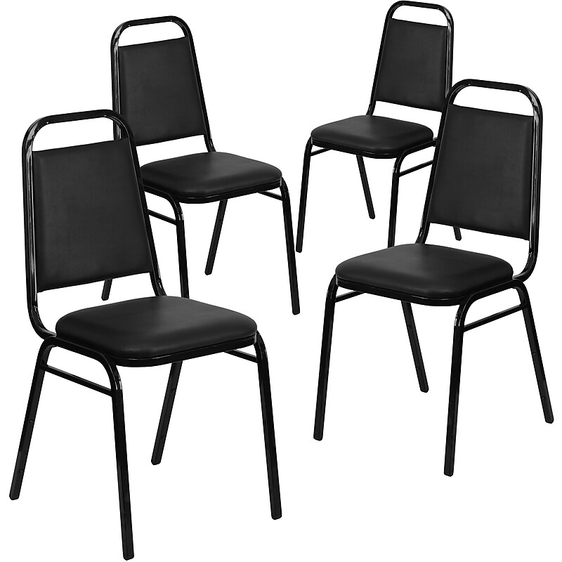 Flash Furniture HERCULES Series Vinyl Banquet Stacking Chair, Black, 4 Pack (4FDBHF2BKVYL) image 1