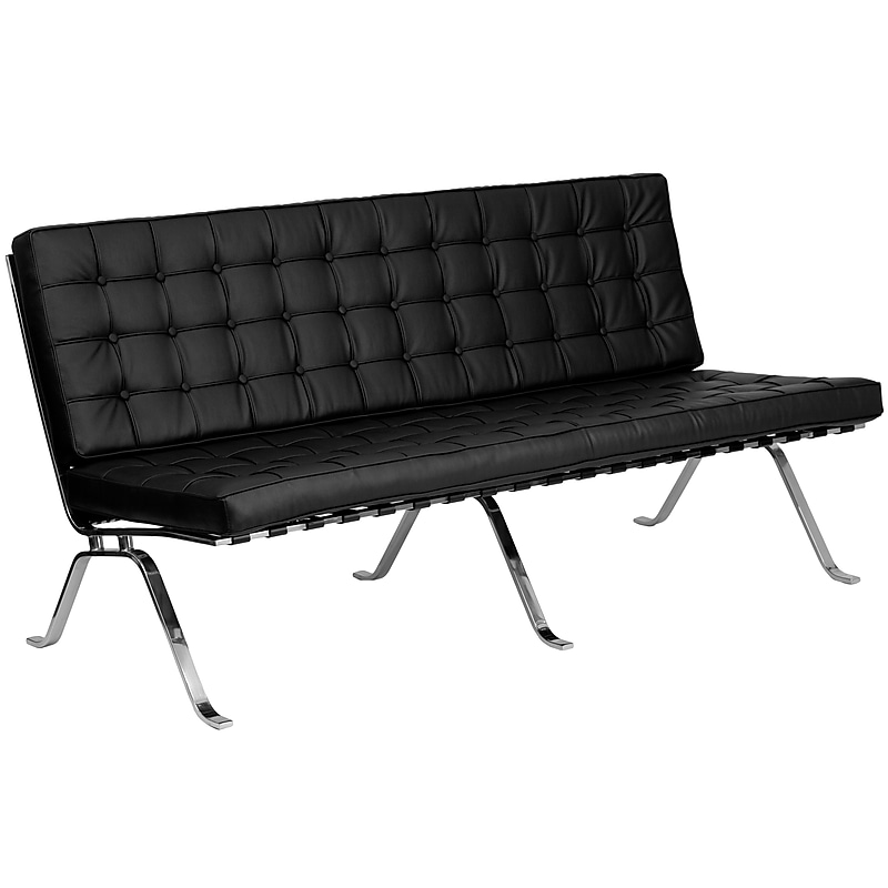 Flash Furniture HERCULES Flash Series 68" LeatherSoft Sofa with Curved Legs, Black (ZBFLC801SOFABK) image 1