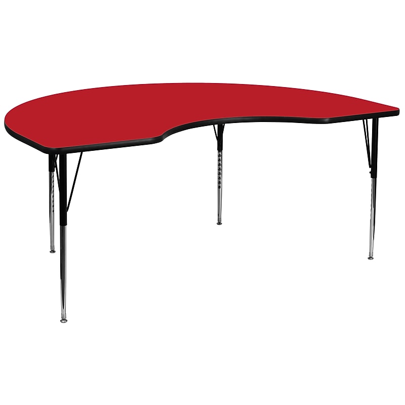 Flash Furniture Wren Kidney Activity Table, 48" x 96", Height Adjustable, Red (XUA4896KIDREDHA) image 1