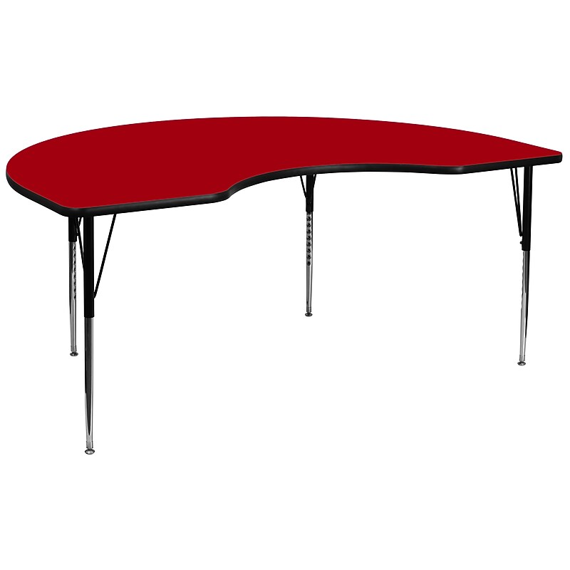 Flash Furniture Wren Kidney Activity Table, 48" x 96", Height Adjustable, Red (XUA4896KIDREDTA) image 1