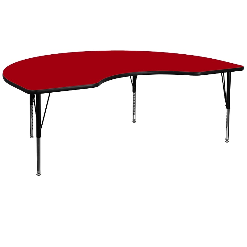 Flash Furniture Wren Kidney Activity Table, 48" x 96", Height Adjustable, Red (XUA4896KIDREDTP) image 1