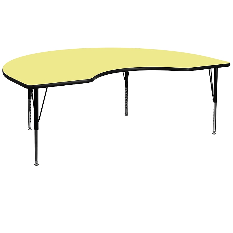 Flash Furniture Wren Kidney Activity Table, 48" x 96", Height Adjustable, Yellow (XUA4896KIDYELTP) image 1