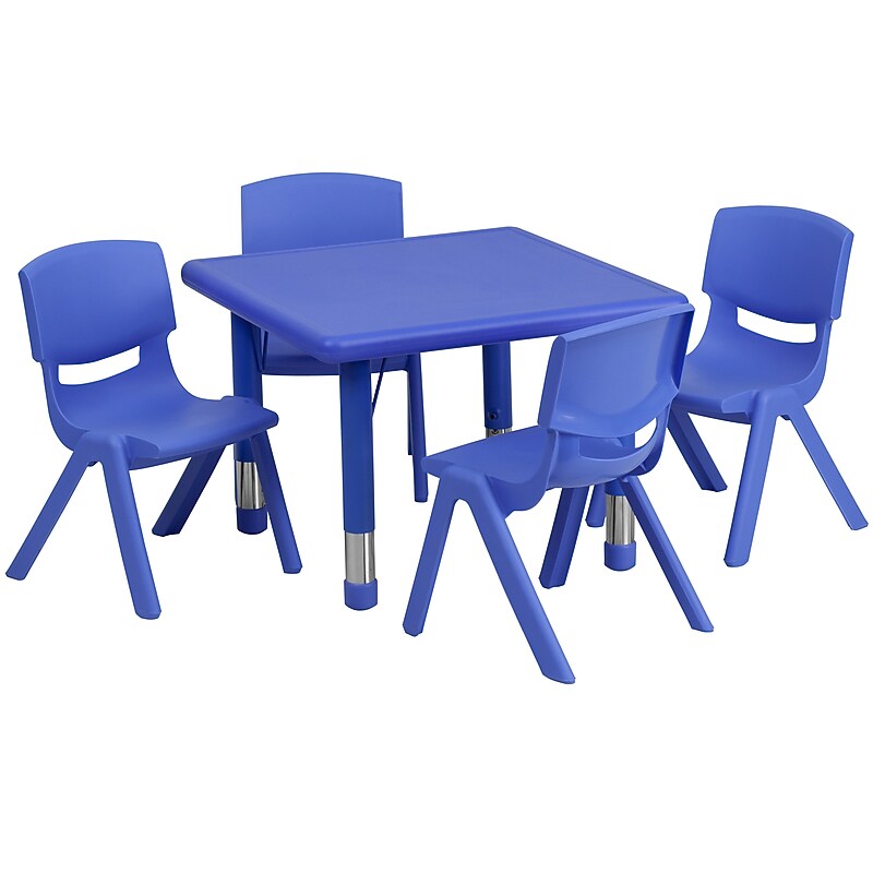Flash Furniture Emmy Square Activity Table Set, 24" x 24", Height Adjustable, Blue (YCX23SQTBLBLE) image 1