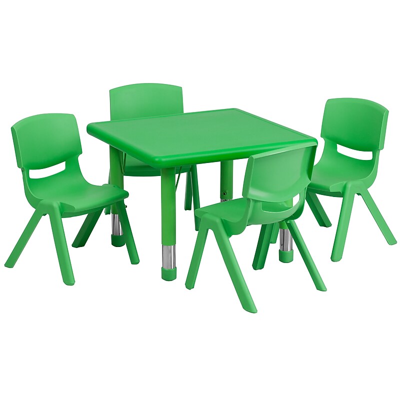 Flash Furniture Emmy Square Activity Table Set, 24" x 24", Height Adjustable, Green (YCX23SQTBLGNE) image 1