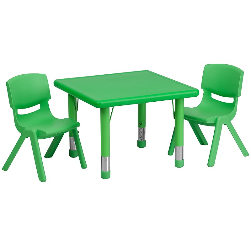 Flash Furniture Emmy Square Activity Table Set, 24" x 24", Height Adjustable, Green (YCX23SQTBLGNR) image 1