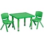 Flash Furniture Emmy Square Activity Table Set, 24" x 24", Height Adjustable, Green (YCX23SQTBLGNR)~#|#~sp81133323_sc7
