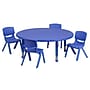 Flash Furniture Emmy 45" Round Activity Table Set, Height Adjustable, Blue (YCX53RNDTBLBLE)~#|#~sp81133331_sc7