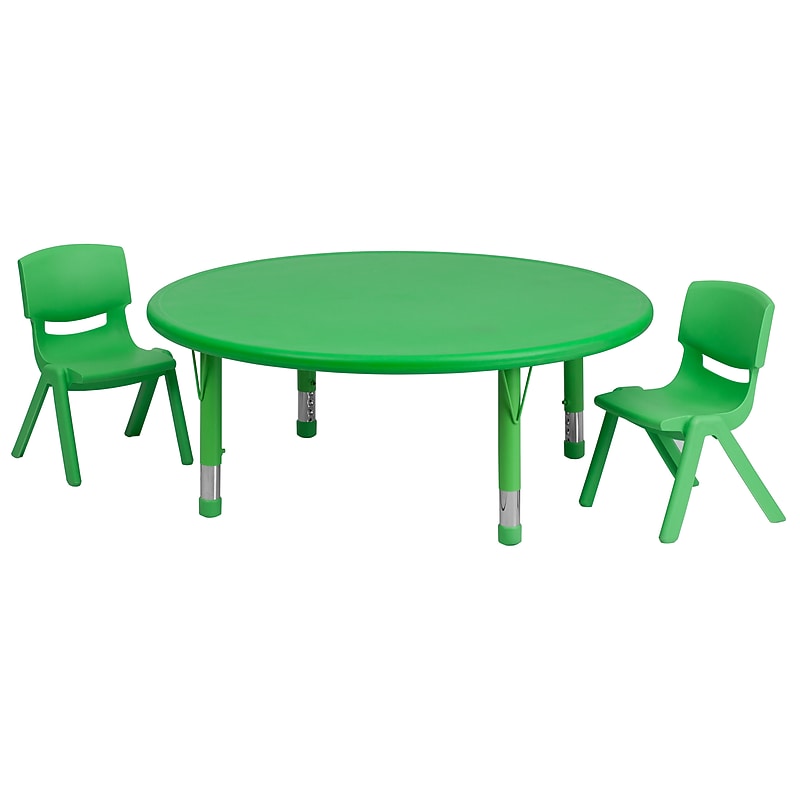 Flash Furniture Emmy 45" Round Activity Table Set, Height Adjustable, Green (YCX53RNDTBLGNR) image 1