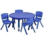 Flash Furniture Emmy 33" Round Activity Table Set, Height Adjustable, Blue (YCX73RNDTBLBLE)~#|#~sp81133338_sc7