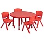 Flash Furniture Emmy 33" Round Activity Table Set, Height Adjustable, Red (YCX73RNDTBLREDE)~#|#~sp81133344_sc7