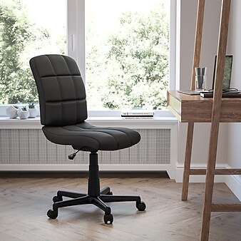 Flash Furniture Clayton Armless Vinyl Swivel Mid-Back Quilted Task Office Chair, Black (GO16911BK)