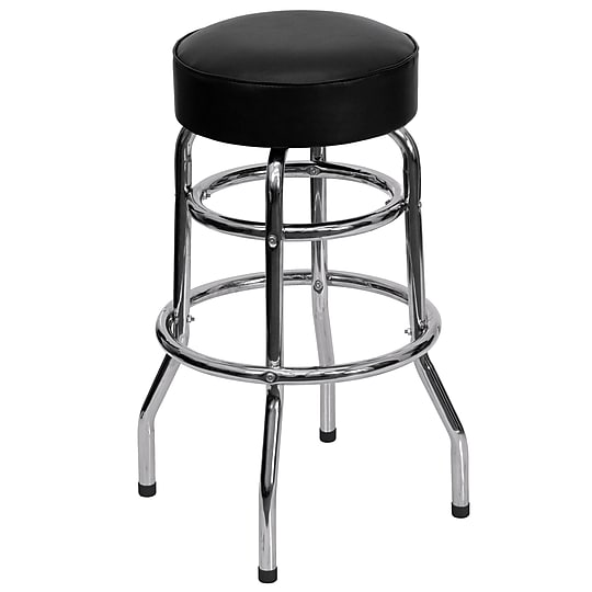 Flash Furniture Bruno Traditional Metal Double Ring Barstool without Back, Black (XUD100)~#|#~sp81133468_sc7