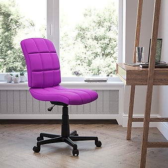 Flash Furniture Clayton Armless Vinyl Swivel Mid-Back Quilted Task Office Chair, Purple (GO16911PUR)
