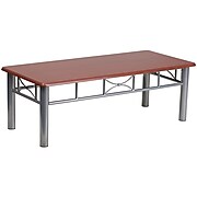 Flash Furniture 15 1/2" Laminate Coffee Table with Silver Steel Frame, Mahogany