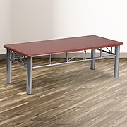 Flash Furniture 15 1/2" Laminate Coffee Table with Silver Steel Frame, Mahogany