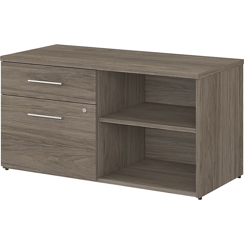 Bush Business Furniture Office 500 23"H Storage Cabinet with Two Shelves, 2-Drawers, Modern Hickory (OFS145MH) image 1
