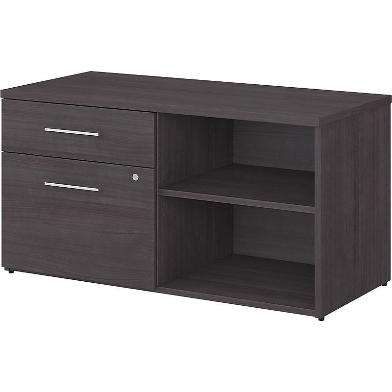 Bush Business Furniture Office 500 23"H Storage Cabinet with Two Shelves, 2-Drawers, Storm Gray (OFS145SG) image 1