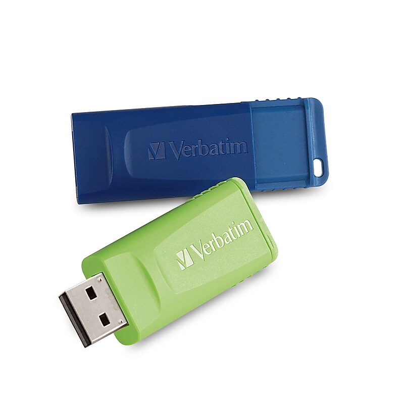 Verbatim Store 'n' Go 64GB USB 2.0 Type A Flash Drive, Green/Blue, 2/Pack (VER99812) image 1