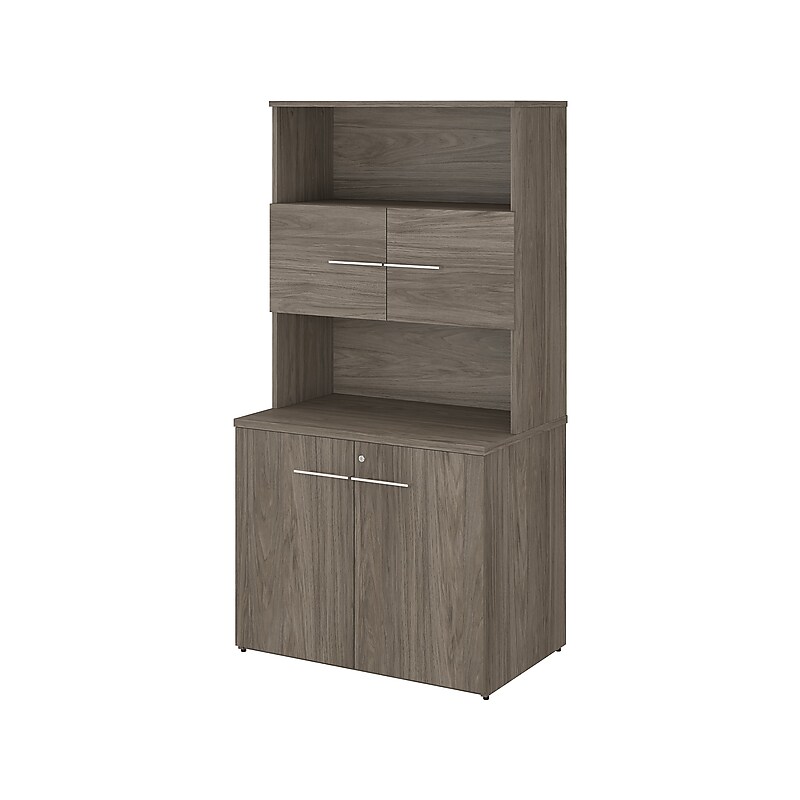 Bush Business Furniture Office 500 70"H Storage Cabinet with 4 Shelves, Modern Hickory (OF5008MHSU) image 1