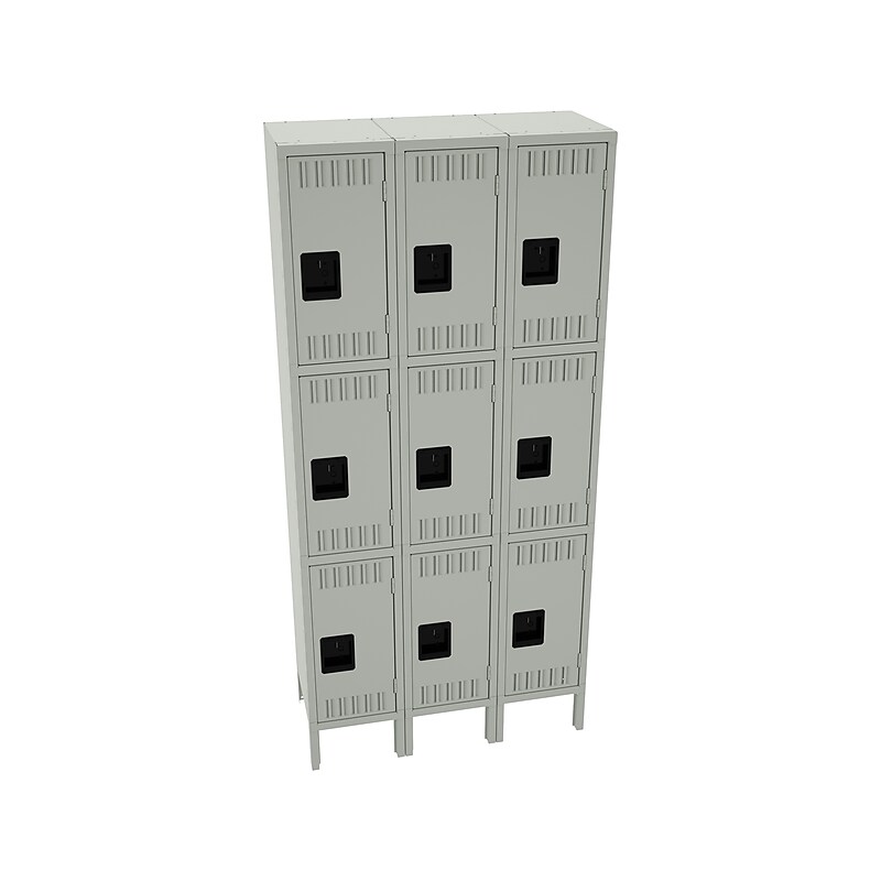 Tennsco 78" 3-Tier Three Wide Light Gray Storage Locker (TTS-121524-3-LGY) image 1