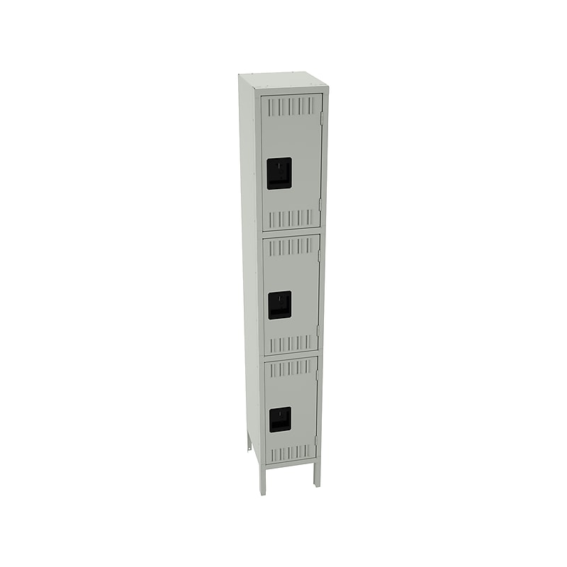 Tennsco 78" 3-Tier Light Gray Storage Locker (TTS-121224-1-LGY) image 1