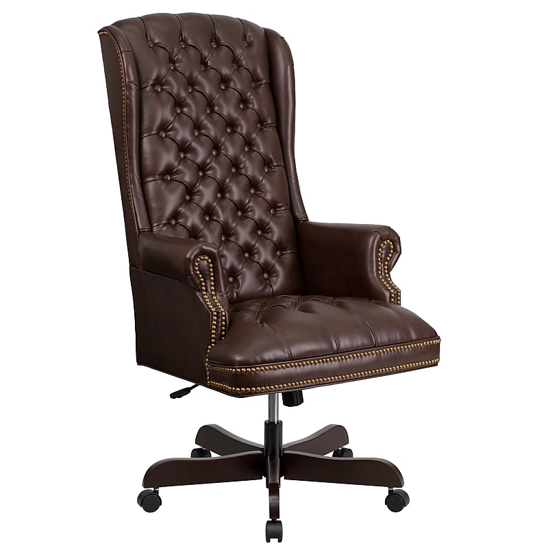 Flash Furniture Turner Ergonomic LeatherSoft Swivel High Back Fully Tufted Executive Office Chair, Brown (CI360BRN) image 1