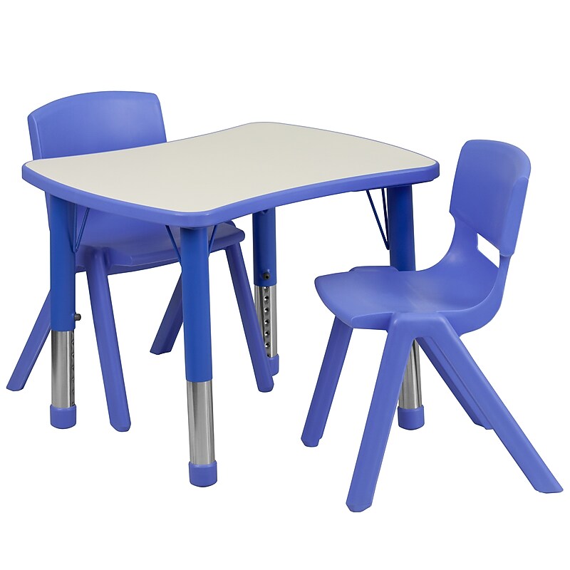 Flash Furniture Emmy Rectangular Activity Table Set, 21.875" x 26.625", Height Adjustable, Blue (YU09832RECTBLBL) image 1