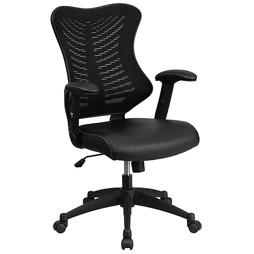 Flash Furniture Kale Ergonomic LeatherSoft/Mesh Swivel High Back Executive Office Chair, Black