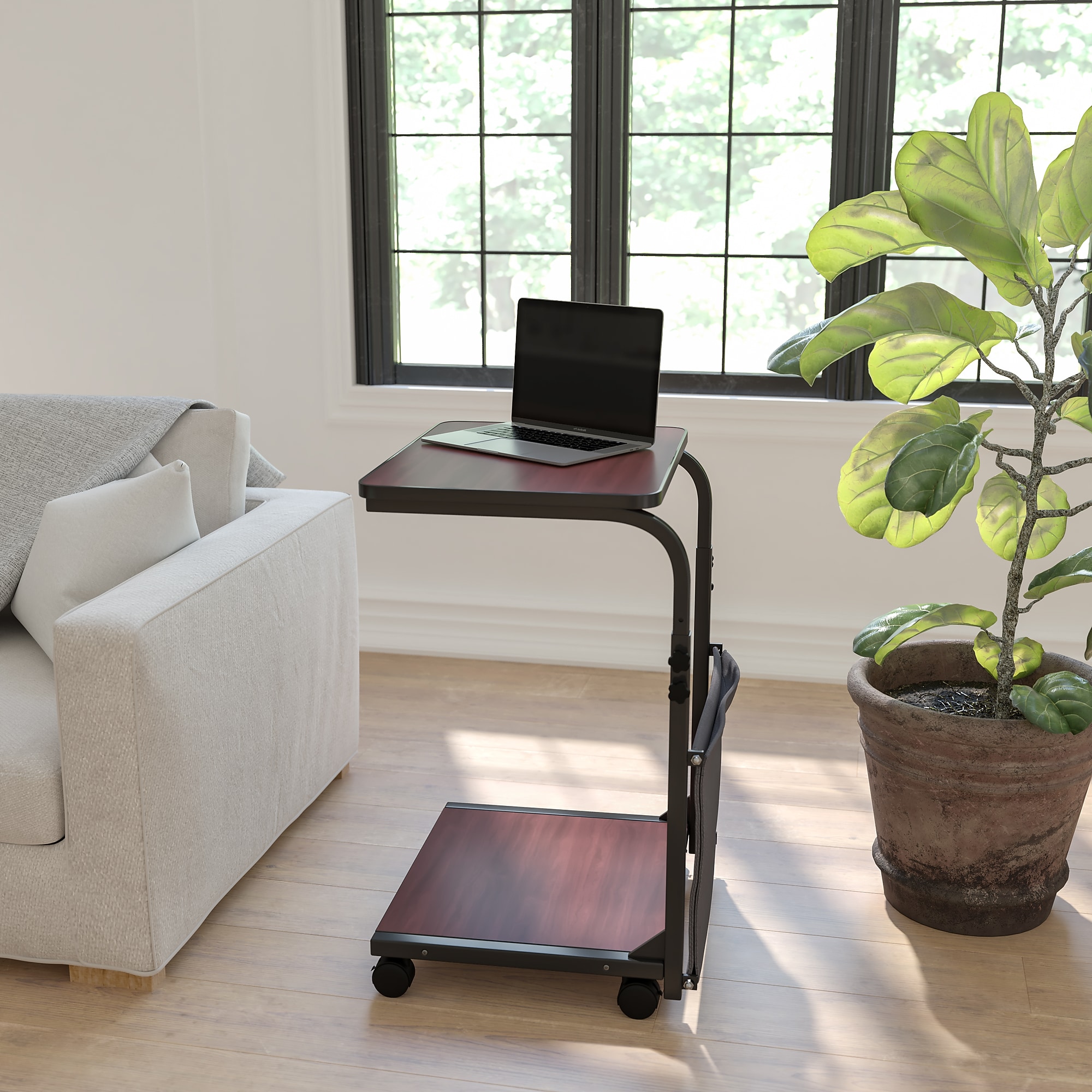 Flash Furniture Charger 24″W Rectangular Adjustable Standing Computer Desk, Mahogany (MT62881) Sansujyuku sansujyuku.com